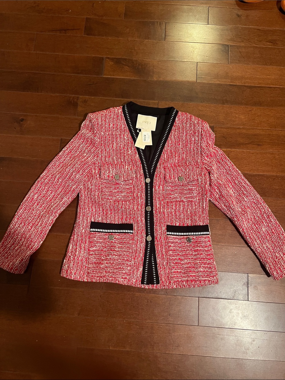 Maje Paris Elyvor Red Tweed Jacket Size 40 NWT